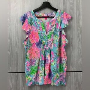 Lilly Pulitzer Golda Top In Celestial Blue Cay To My Heart NWT Small